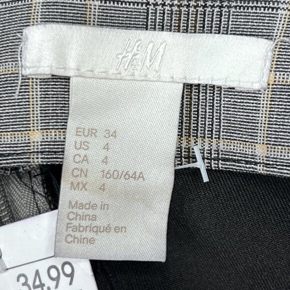 H & M Gray Plaid Asymmetrical Ruffles Corpcore Mini Skirt Size 4 - NWT - Picture 5 of 6